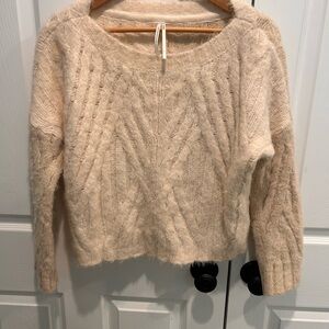 Anthropologie Cozy Beige Cable Knit Sweater